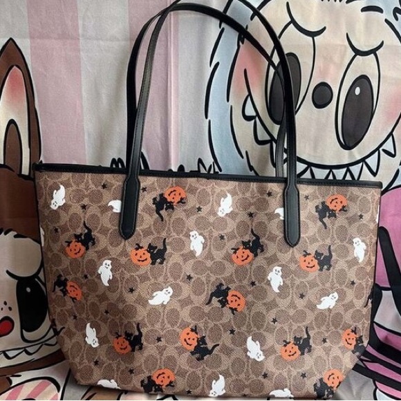 NWT Coach City Tote In Signature Canvas With Halloween New - Picture 2 of 8